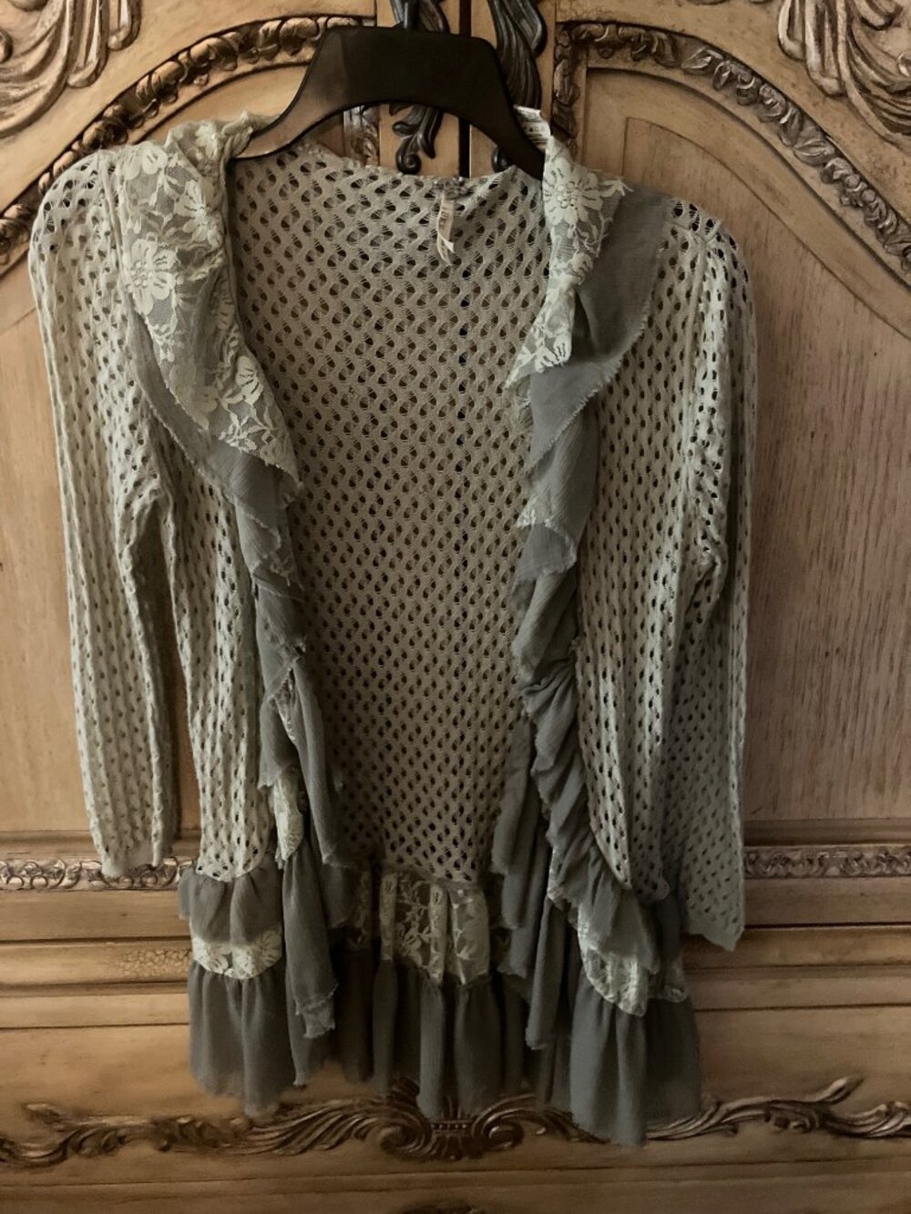 BKE - Vintage - Mint / Lettuce Green Y2K/fairycore Ruffle Cardigan - SMALL - EUC